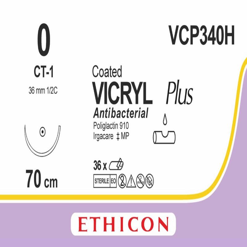 VICRYL PLUS фіолетовий 70см M3.5 USP0 одна голка CT-1, тип колюча Taper Point, 36мм, 1/2 кола